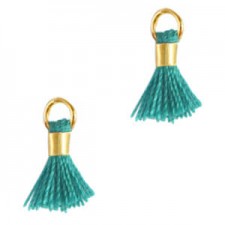 Mini Quaste Ibiza Style 0.7cm Gold-tropical teal blue